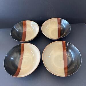 SET OF 4 SANGO TEMPO BLACK CEREAL SOUP PASTA BOWLS 7 3/4"